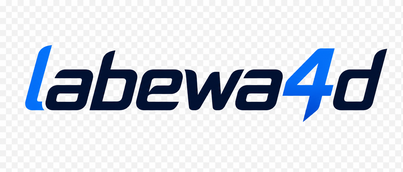 Logo labewa4d berwarna biru teknologi